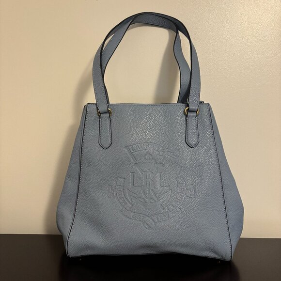 Lauren Ralph Lauren Handbags - Lauren Ralph Lauren Blue Leather Embossed Logo and Anchor Tote